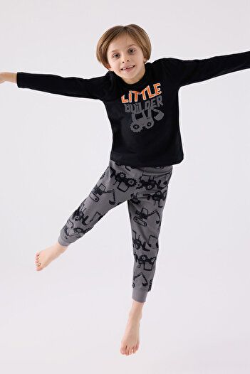 Rolypoly Black Long Sleeve Pajama Set for Boy
