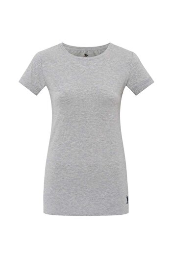 U.S. Polo Assn. Η.Π.Α. Polo Assn. Γυναικείο μπλουζάκι σε γκρι μελανζ κοντό μανίκι με στρογγυλή λαιμόκοψη