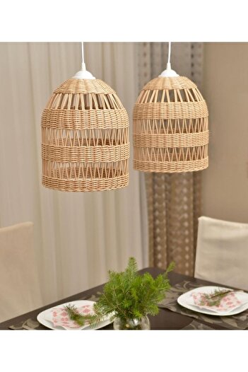 DEKORATTAN Rattan Kafes Bambu Hasır Avize