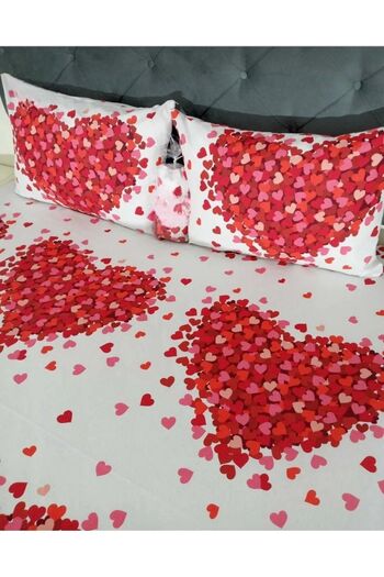 Lia Store Heart Patterned Elastic Double Bed Sheet Set