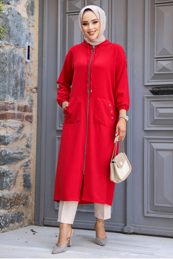 Neva Style - Hooded Red Hijab Cap 511K