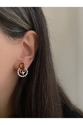 Owentis Rose Gold Steel Elegant Cameo Earrings with Stone Pearls - No Darkening