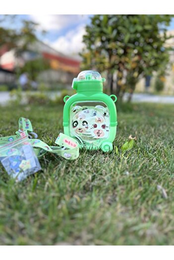 Mugi Store Children's School and Motivational 1000 ML ^3d Sticker 2d Sticker Water Bottle with Neck Strap