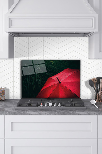 Rosyvien Red Umbrella - Glass Stove, Kitchen Built-In and Countertop Protection, Tempered and Rhoded