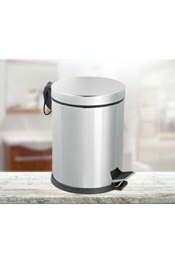 GörSeç Stainless Steel Pedal 12 Liter Trash Can 12 Lt Home Office Bathroom Kitchen