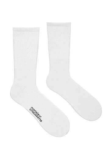 MONSIEUR CHAUSSETTE Unisex Organic Cotton 4 Season White Socks