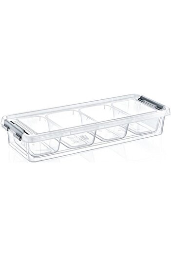 HOBBY LİFE Storage Container & Storage Box - Grand 4 Compartment Shallow Organizing Box 2.5 Lt
