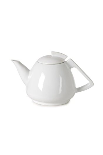 Jenisa White Color Symmetry Porcelain Teapot with Lid 500 cc Tea Pot