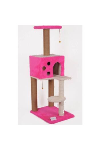 Cathause Cat Hause S09 Square Married Cat Scratching with Ladder Pink 124 Cm