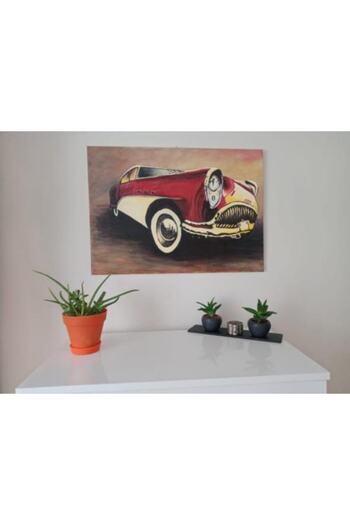 Rapithwin El Yapımı Kırmızı Chevrolet - Tuval Üzerine Akrilik Tablo - 50*70 Cm