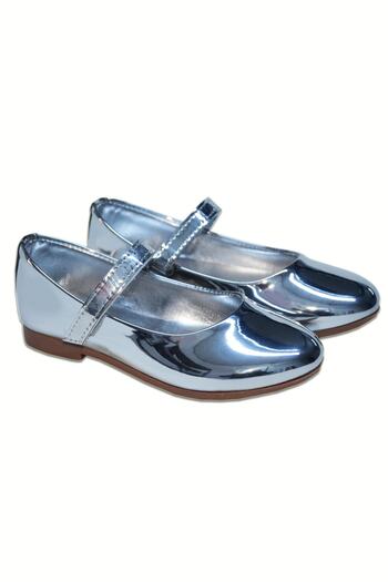 welissa Silver Mirror Patent Leather Girl's Ballerinas