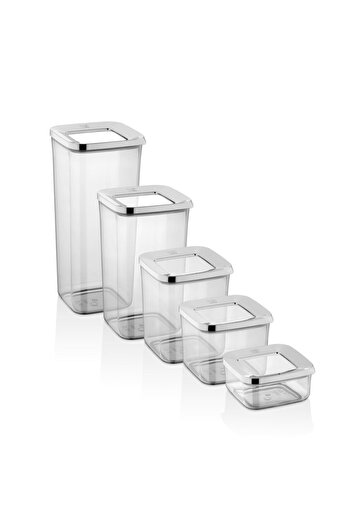 VİP AHMET Storage Container 4 Pieces Set of 5 - Smoked