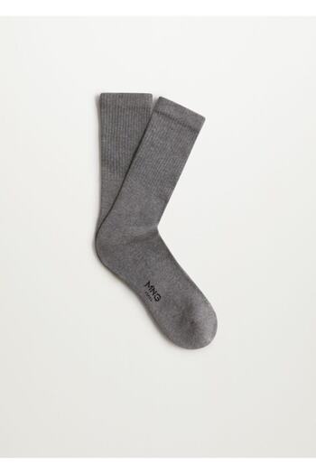 MANGO Man Men's Medium Sparkling Gray Corded Cotton Socks