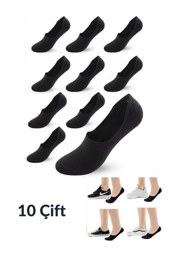 socksbox 10 Çift Siyah Kadın Görünmez Babet Çorap /37-41