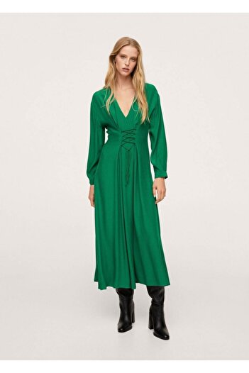 MANGO Woman Γυναικείο πράσινο φόρεμα