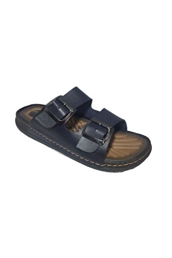 GEZER Men's Anatomical Orthopedic Navy Blue Slippers - Massage Sole 10454