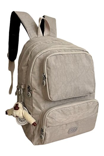Klinkır Multi-Eye Large Volume Waterproof Fabric Beige Color Backpack Suitable For School