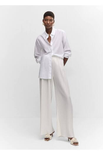MANGO Woman Pleated wideleg pants