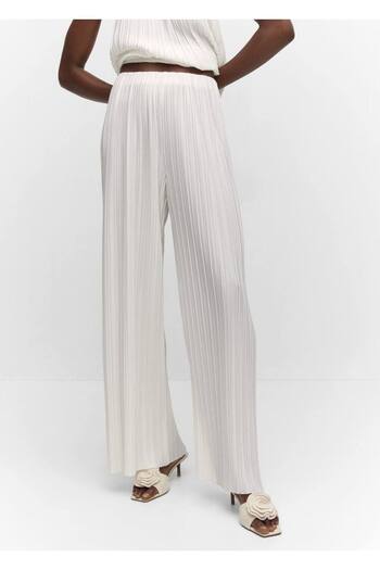 MANGO Woman Pleated wideleg pants