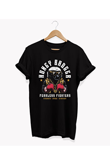 remonz Honey Badger Pattern - 100% Cotton Crew Neck T-shirt