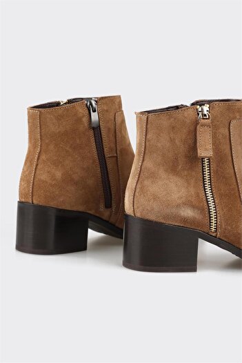 Elle Shoes Taba Deri Kadın Klasik Bot