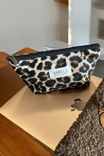 BAHELS Μολυβοθήκη μονής θήκης με φερμουάρ Leopard - Πορτοφόλι και τσάντα μακιγιάζ