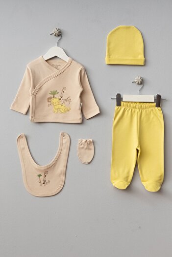 Bebitof 5 Piece Cute Animals Patterned Hospital Bodysuit Set