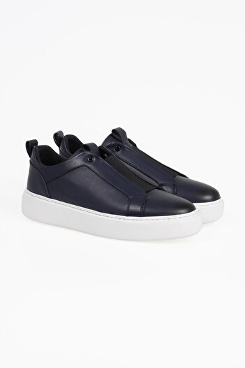 CZ London Genuine Leather Men's Rubber Tie Detailed Thick Sole Sneakers