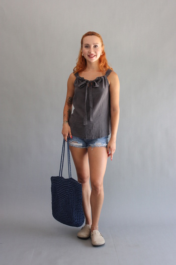 ASC SUN Linen Blouse - Shoulder Tie Design