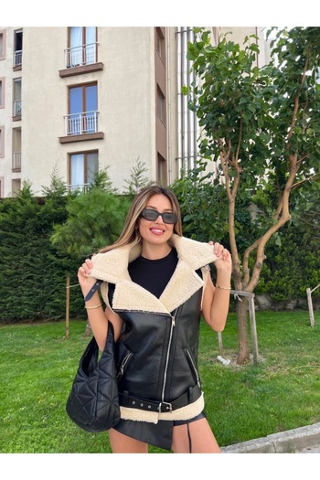 MEECY Leather Fur Women's Vest