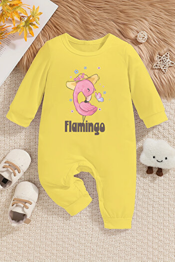 ADABEBEK Flamingo Printed Baby Girl Jumpsuit - 100% Cotton 22412