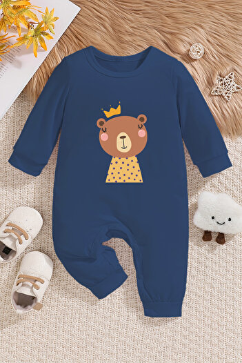 ADABEBEK New Season Little Bear Printed Baby Jumpsuit with Snap Fasteners - 22218