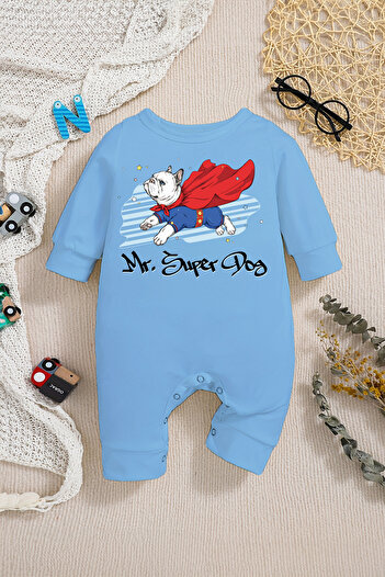 ADABEBEK Baby Boy Style Mr.super Dog Printed Jumpsuit - 22344