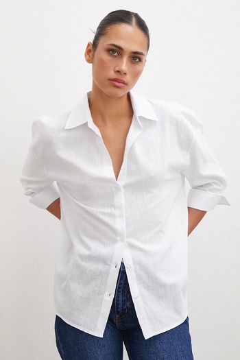 Never more White Linen Shirt - Wide Cuffs