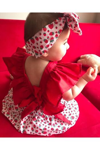 Nur Kids Strawberry Patterned Salopet And Bandana