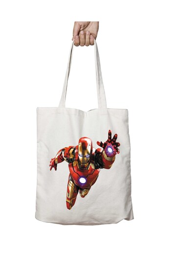 ART HEDİYE Στολή Iron Man - Μόνιμη και πλενόμενη υφασμάτινη τσάντα ώμου, για το σχολείο και την παραλία