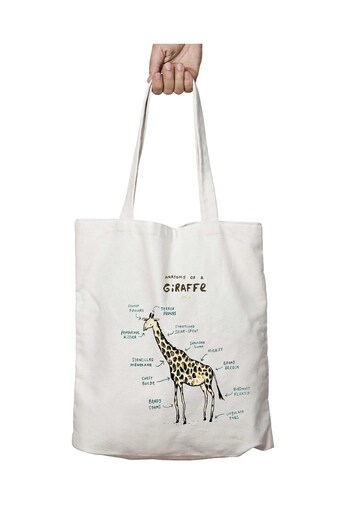 ART HEDİYE Giraffe Anatomy - Giraffe Washable Shoulder Tote Bag, δύο πλευρές που διαρκεί - για το σχολείο και την παραλία