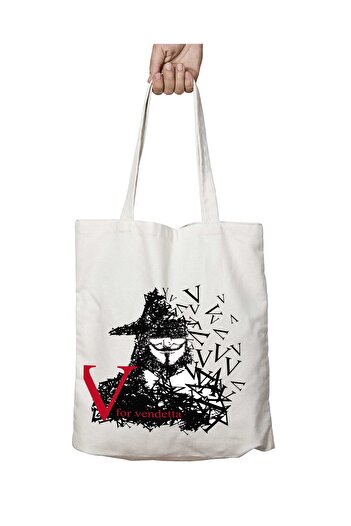 ART HEDİYE V For Vandetta - Μόνιμη και πλενόμενη υφασμάτινη τσάντα ώμου δύο πλευρών