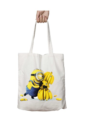 ART HEDİYE Minions Bananas - Διαρκής και πλενόμενη υφασμάτινη τσάντα ώμου δύο όψεων