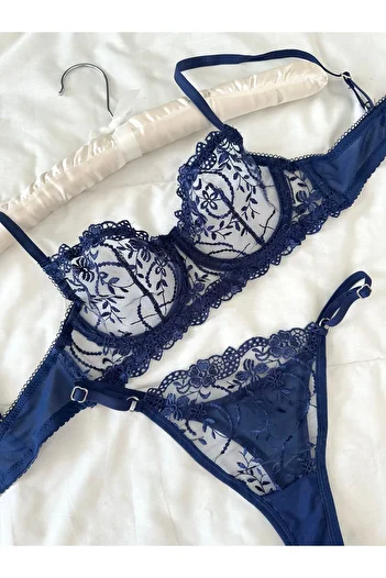 Feruzdesign Navy Blue Underwire Marte Bralet Set