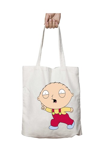 ART HEDİYE Family Guy Stewie Griffin Πλενόμενη υφασμάτινη τσάντα ώμου δύο όψεων - Κατάλληλη για σχολείο και παραλία