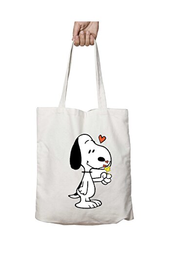 ART HEDİYE Snoopy Dog - Διπλή υφασμάτινη τσάντα ώμου που διαρκεί και πλένεται