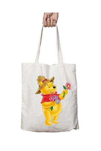 ART HEDİYE Winnie-The-Pooh Two Sides Destructible Μόνιμη υφασμάτινη τσάντα ώμου - Υψηλής ποιότητας για παραλία και σχολείο