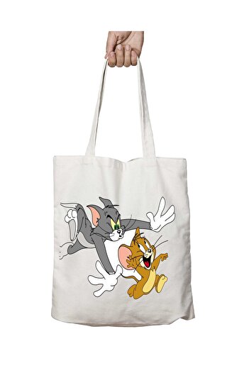 ART HEDİYE Tom And Jerry Pattern - Πλενόμενη μόνιμη τσάντα ώμου για παραλία και σχολείο