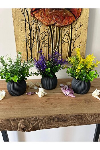 La bella bazar Planta de flori artificiale într-un ghiveci de dimensiuni mici 3 bucăți, decor de masă cu flori artificiale realiste