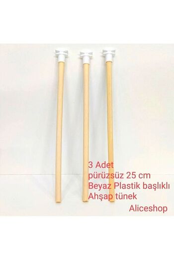 aliceshop Wooden Smooth 25cm 3 Pcs White Plastic Head Perches