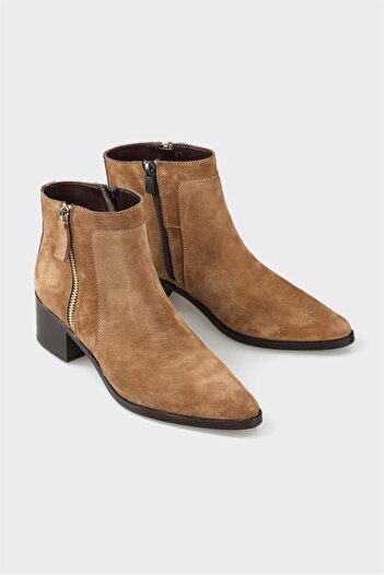 Elle Shoes Taba Deri Kadın Klasik Bot