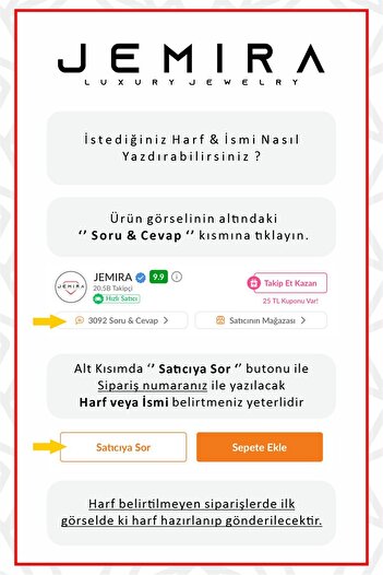 JEMIRA Kadın Dört İsimli Gümüş Kolye 925 Ayar Gold Renk Kaplama