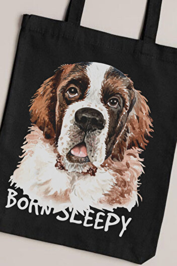 Darkhane Born Saint Bernard Black Unisex Gabardine Canvas Bag