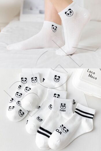 BGK 5 Pairs Panda Patterned Short Socks